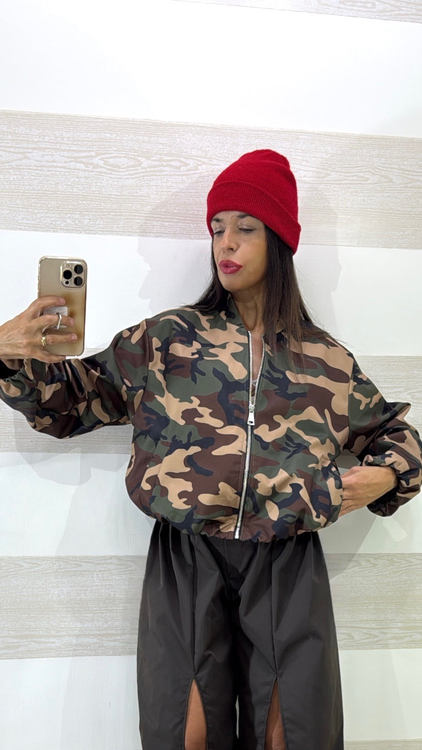 Bomber Joss Camouflage in Tessuto Tecnico Militare