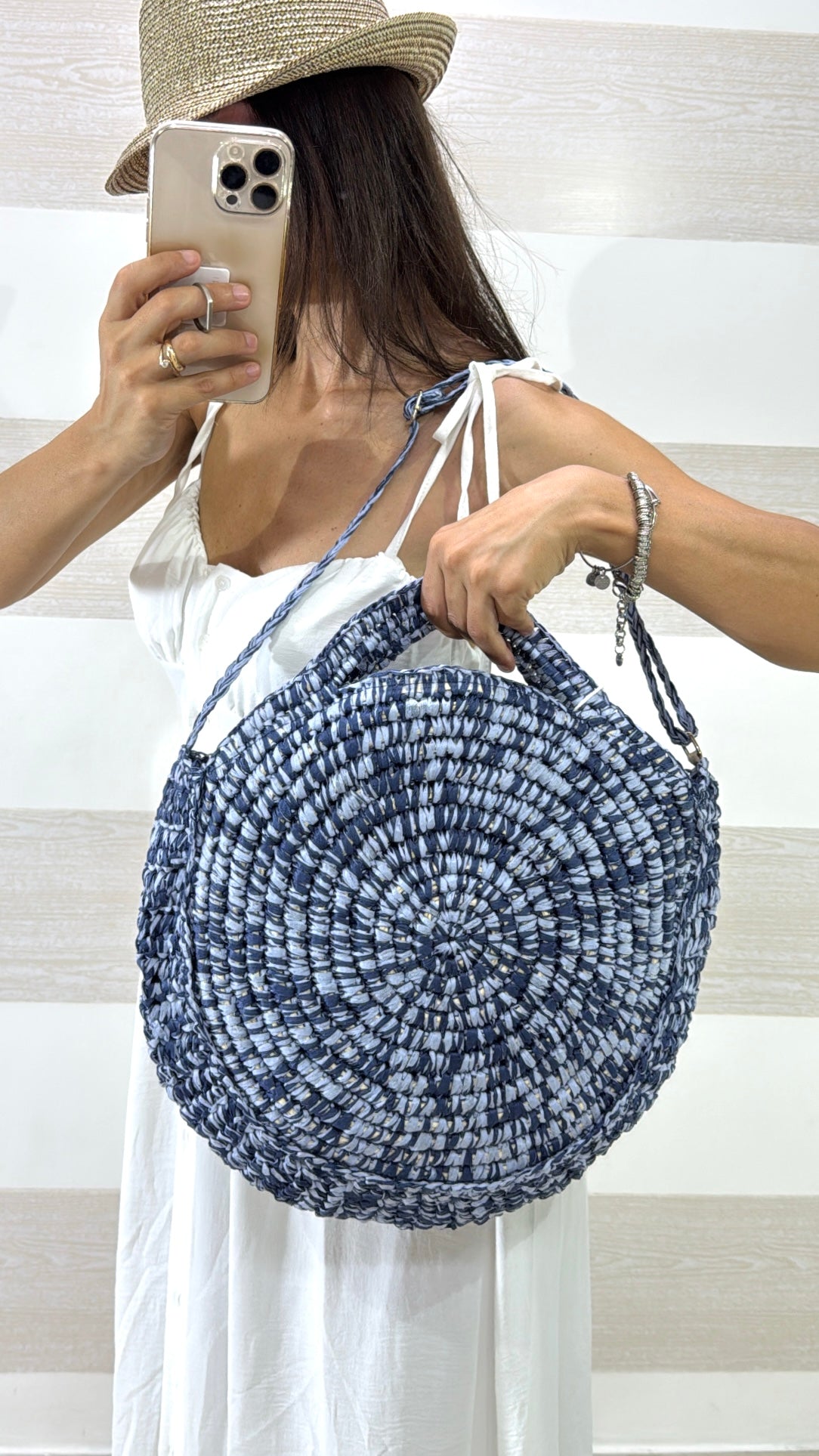 Borsa Charlene a Cerchio in Paglia Intrecciata Foderata