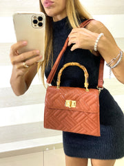 Borsetta Chrissie in Ecopelle e Manico in Effetto Bambu