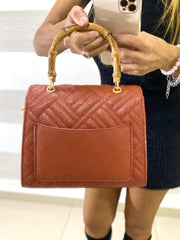 Borsetta Chrissie in Ecopelle e Manico in Effetto Bambu