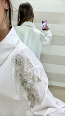 Camicia Beatrix Elasticizzata con Corallini e Strass Luccicosi