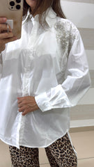 Camicia Beatrix Elasticizzata con Corallini e Strass Luccicosi