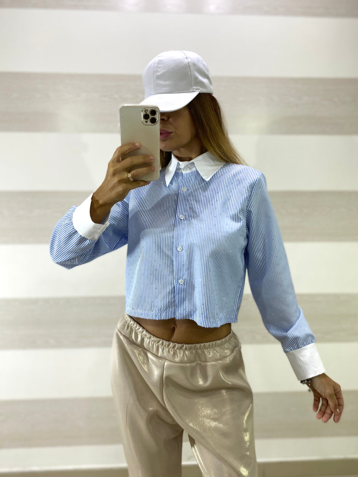 Camicia Bertina a Righe con Punti Luce