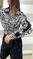 Camicia Chrissie Zebrata Manica Ruches Traforata