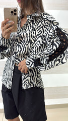 Camicia Chrissie Zebrata Manica Ruches Traforata