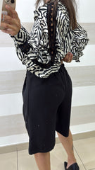 Camicia Chrissie Zebrata Manica Ruches Traforata