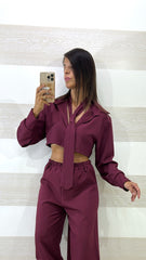 Camicia Crop Emilee con Cravatta