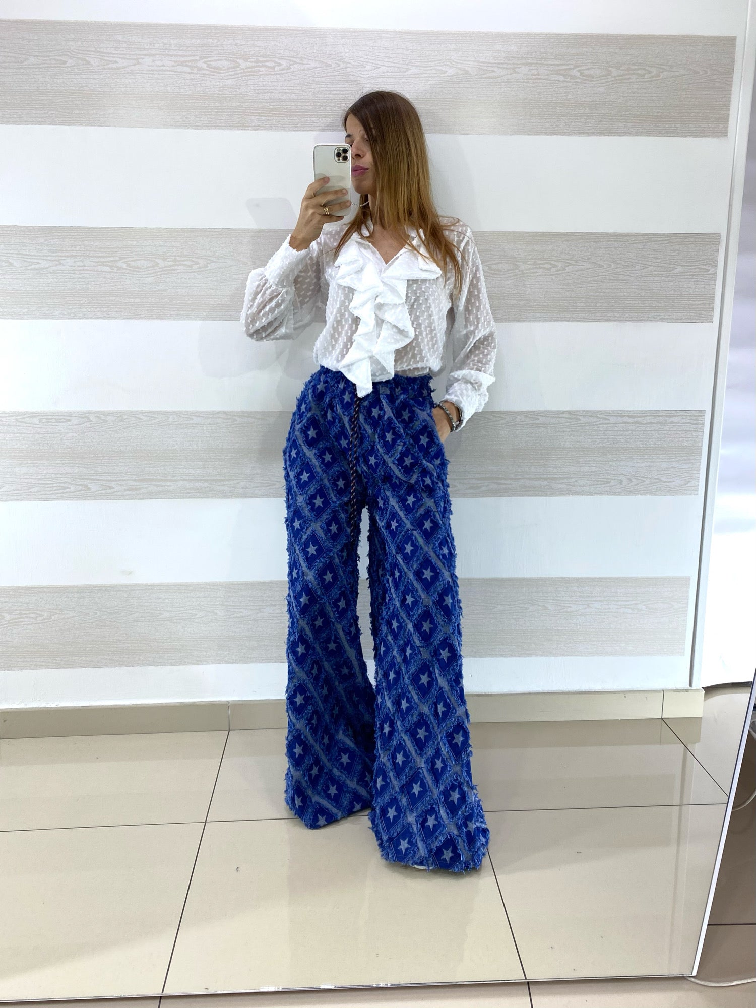 Camicia Dalila1 Semitrasparente con Ruches