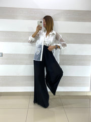 Camicia Doris Tipo Organza con Applicazioni Fiori