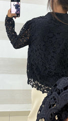 Camicia Rachel Macramè Foderata Nera