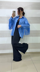 Camicia Reanna a Righe con Frange