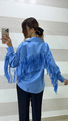 Camicia Reanna a Righe con Frange