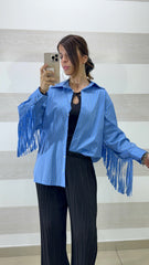 Camicia Reanna a Righe con Frange