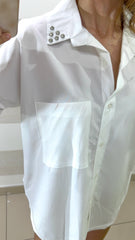 Camicia Shana Elasticizzata con Strass sul Colletto