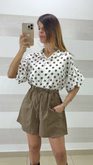 Camicia Trixie a Pois Maniche a Sbuffo
