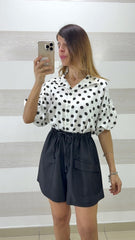 Camicia Trixie a Pois Maniche a Sbuffo