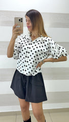 Camicia Trixie a Pois Maniche a Sbuffo