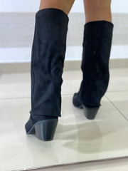 Camperos Amber Eco Camoscio Nero con Risvolto