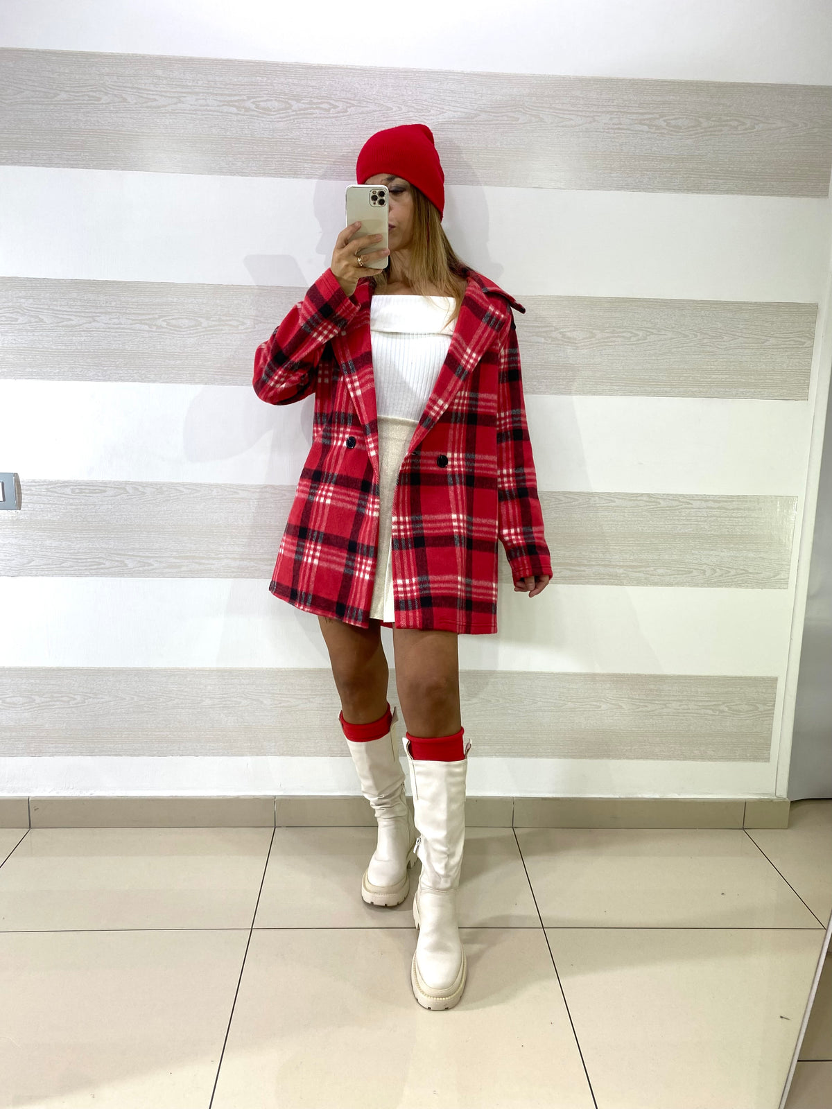 Cappotto Mae1 in Panno Tartan Scozzese