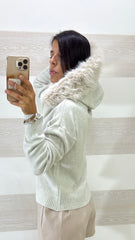 Cardigan Harmonie Cappuccio con Pelliccia Removibile