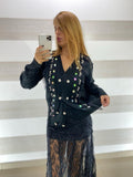 Cardigan Linda Maglina con Ruches Pizzo e Strass