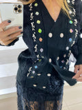 Cardigan Linda Maglina con Ruches Pizzo e Strass