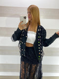 Cardigan Linda Maglina con Ruches Pizzo e Strass