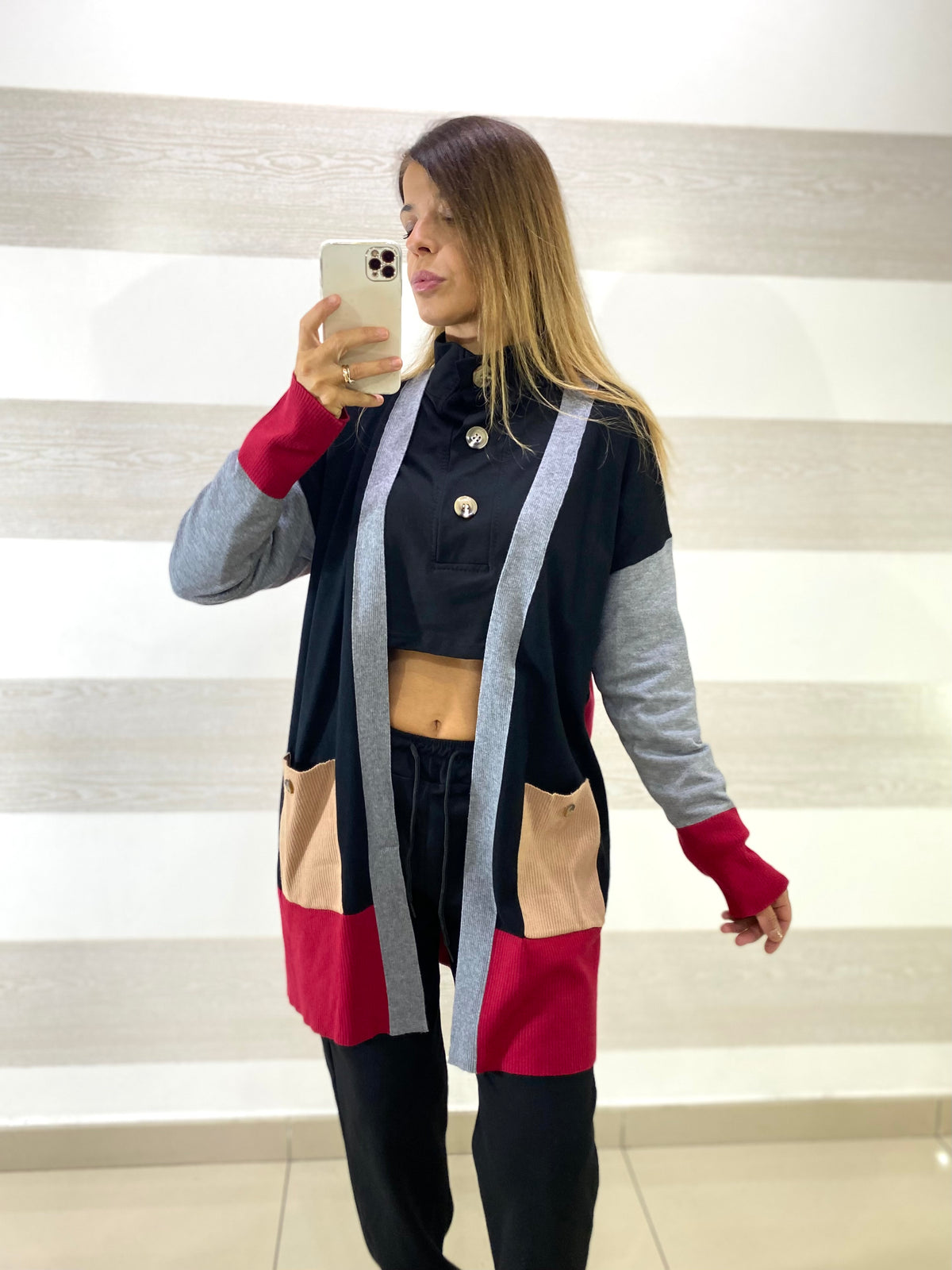 Cardigan Tanisha Multicolor con Tasche