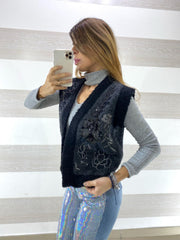 Cardigan Tetty1 Tipo Lana Ricamato e Paillettes