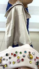 Chiodo Cyrilla Eco Pelle con Strass e Pietre Colorate