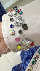 Chiodo Cyrilla Eco Pelle con Strass e Pietre Colorate