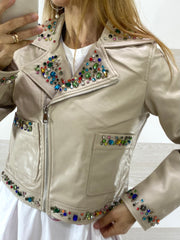Chiodo Daniela Eco Pelle con Strass e Pietre Colorate