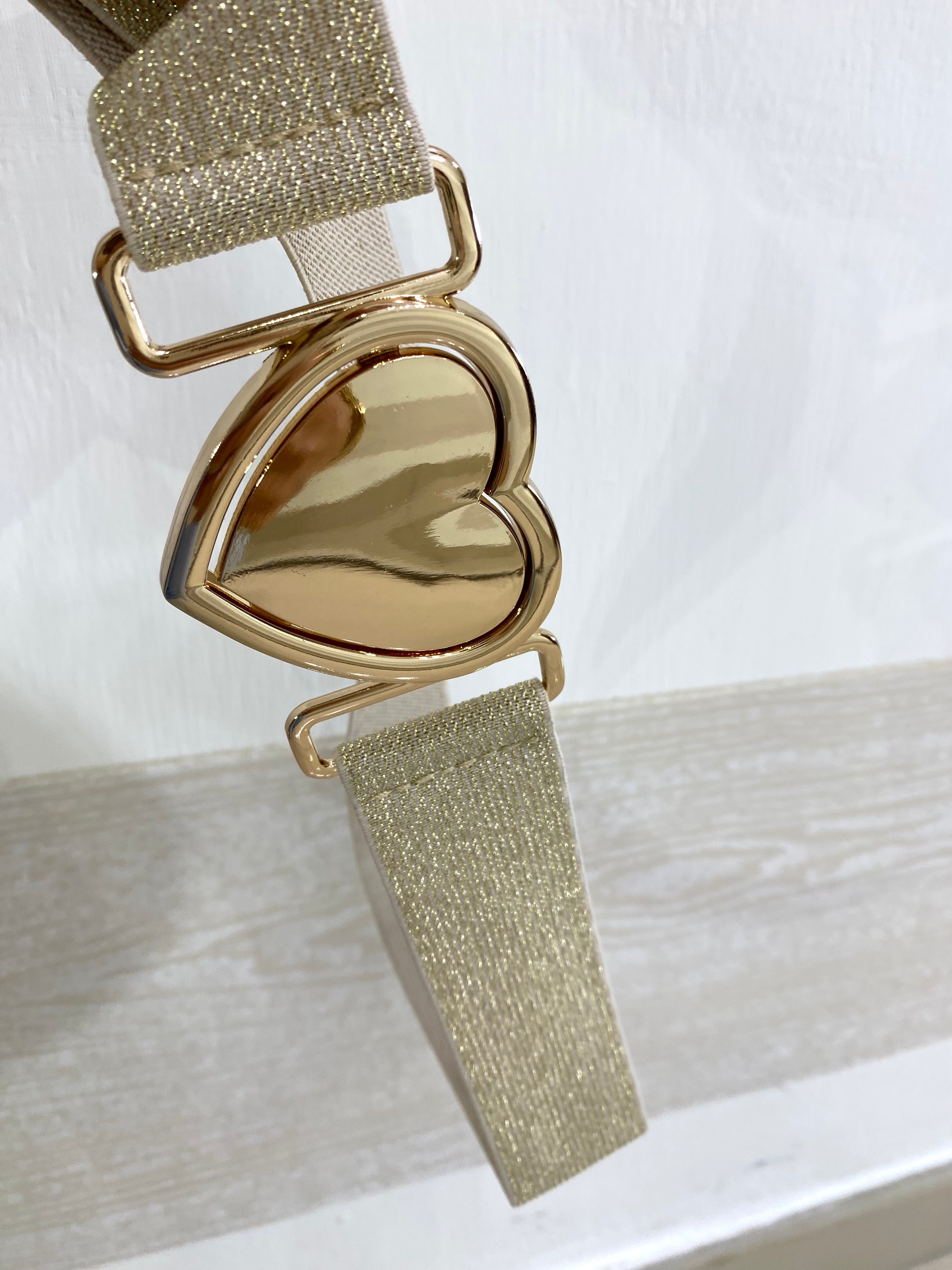 Cintura Heart Elastica Lurex Oro Fibbia Cuore