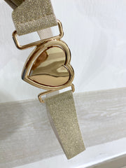 Cintura Heart Elastica Lurex Oro Fibbia Cuore