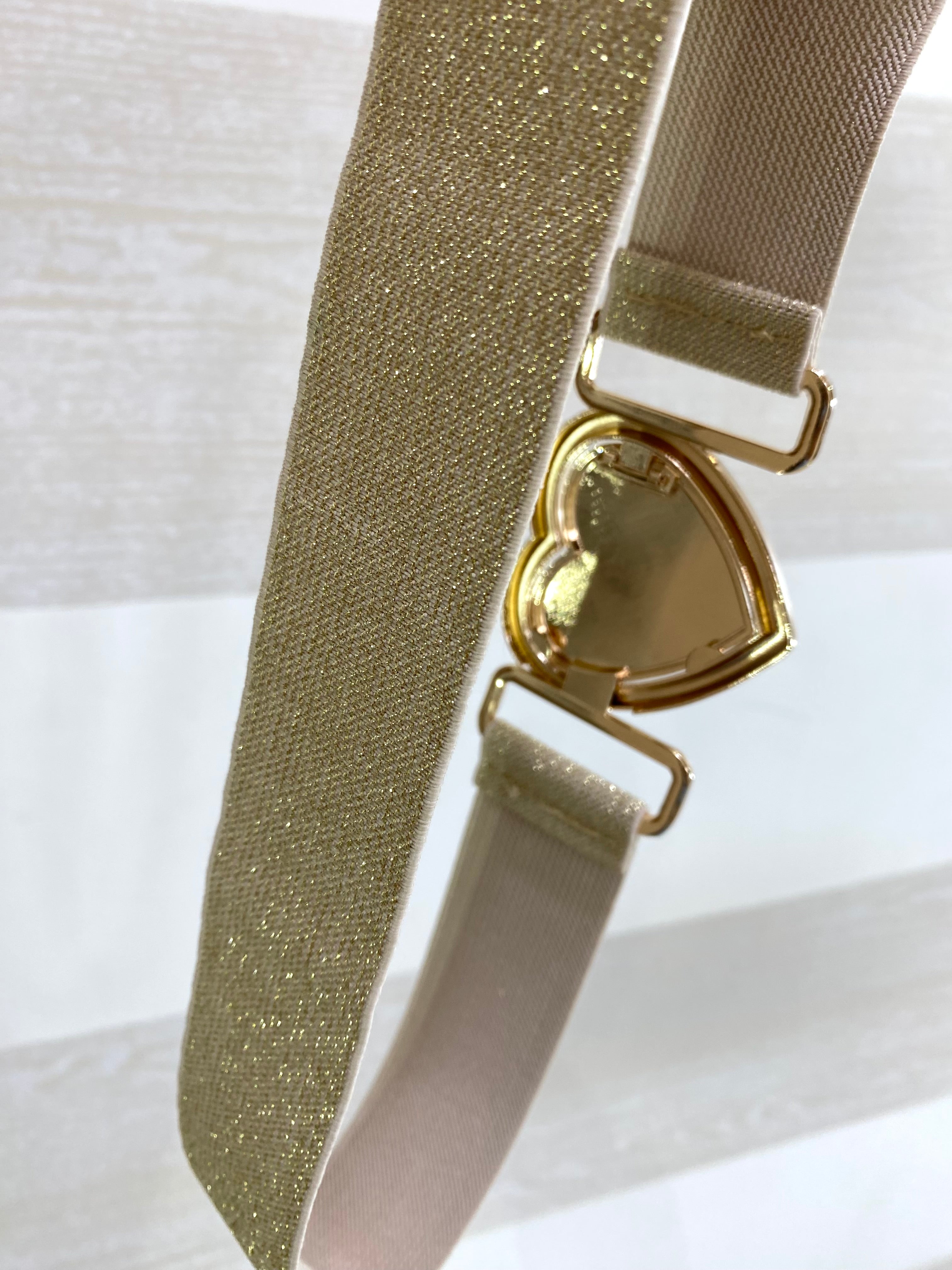 Cintura Heart Elastica Lurex Oro Fibbia Cuore