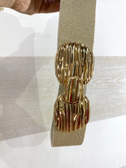 Cintura Naomi Elastica Lurex Oro Maxi Doppia Fibbia
