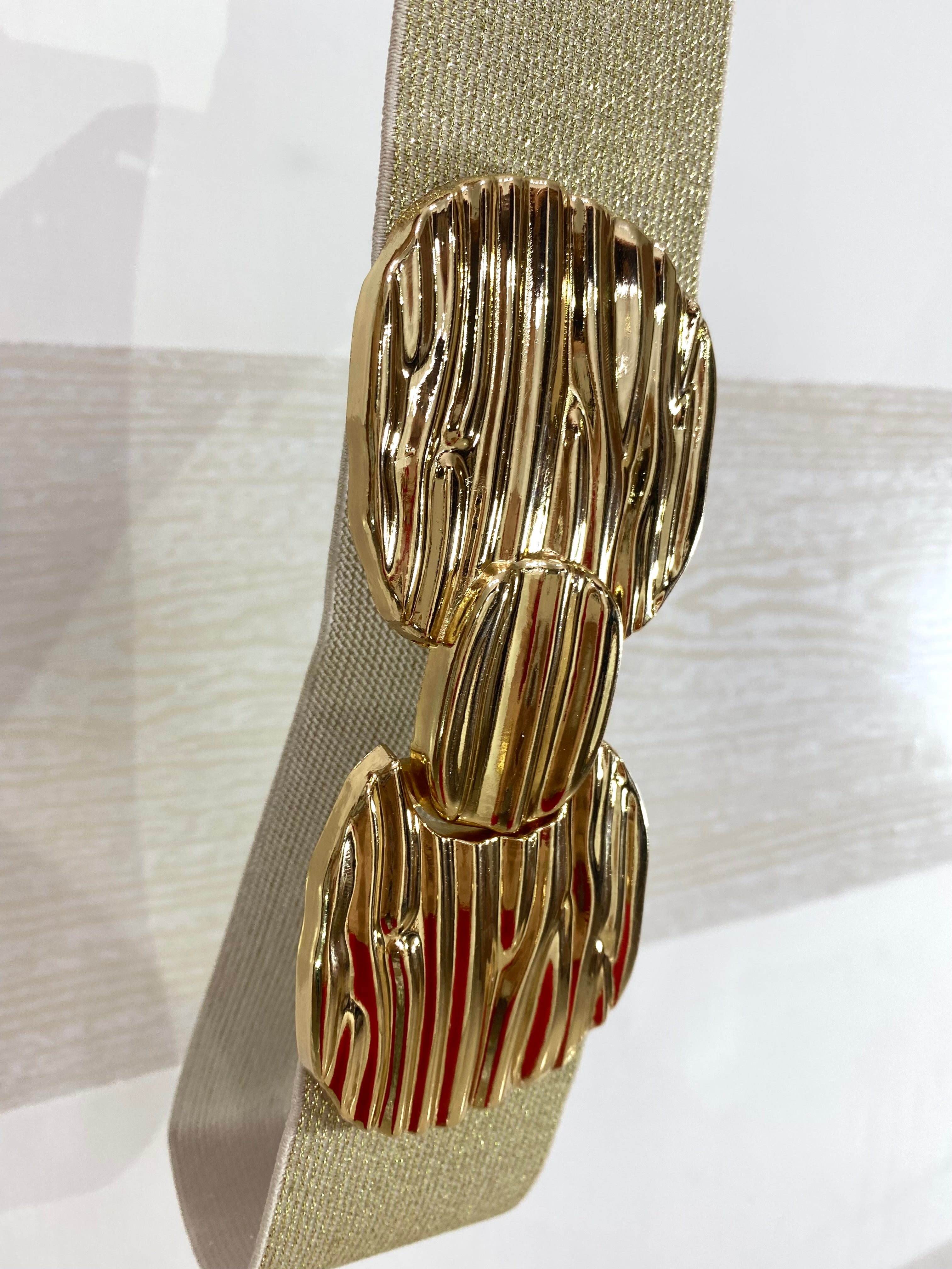Cintura Naomi Elastica Lurex Oro Maxi Doppia Fibbia