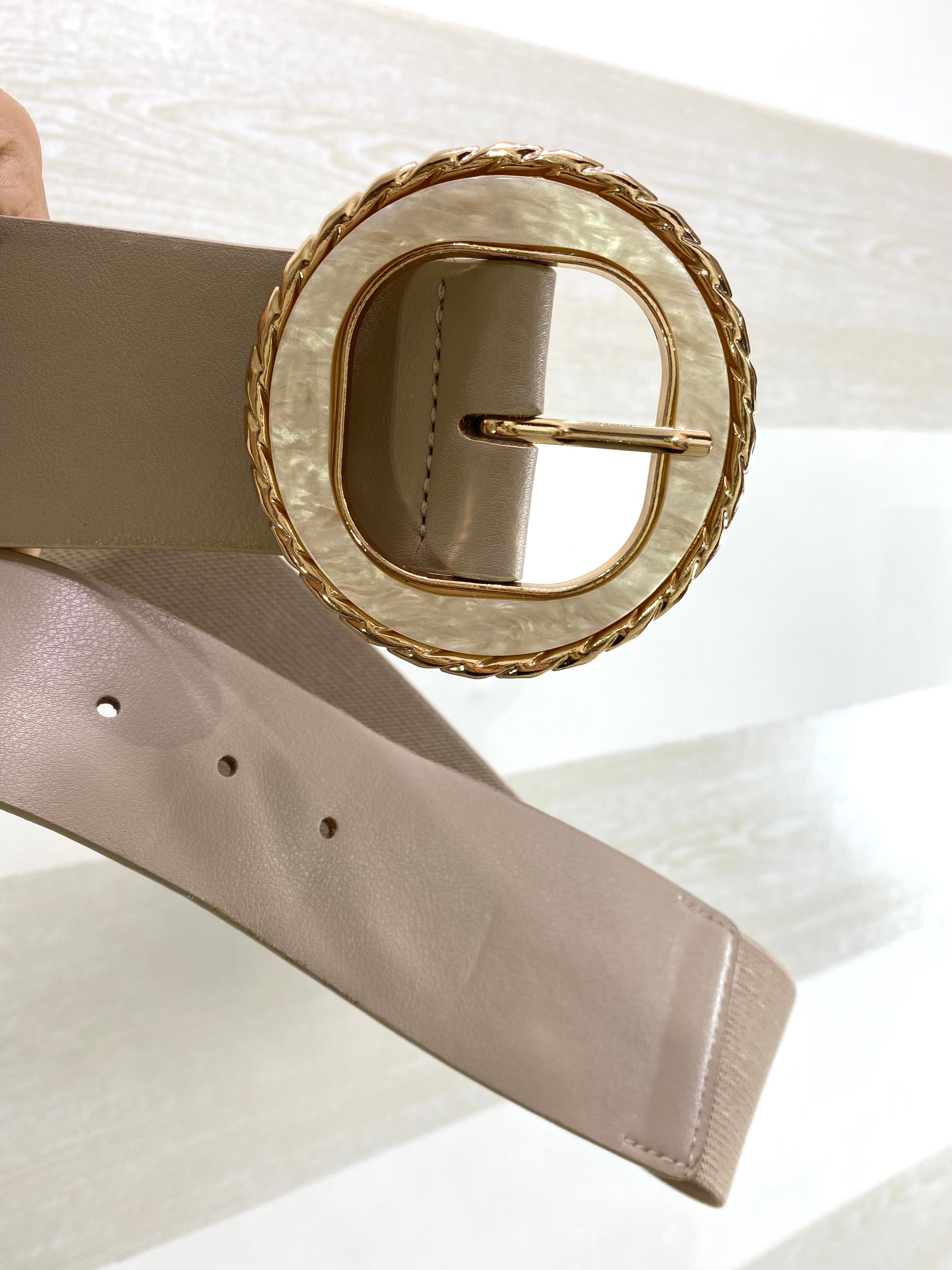 Cintura Nunzy Elastica con Maxi Fibbia Perlata e Oro