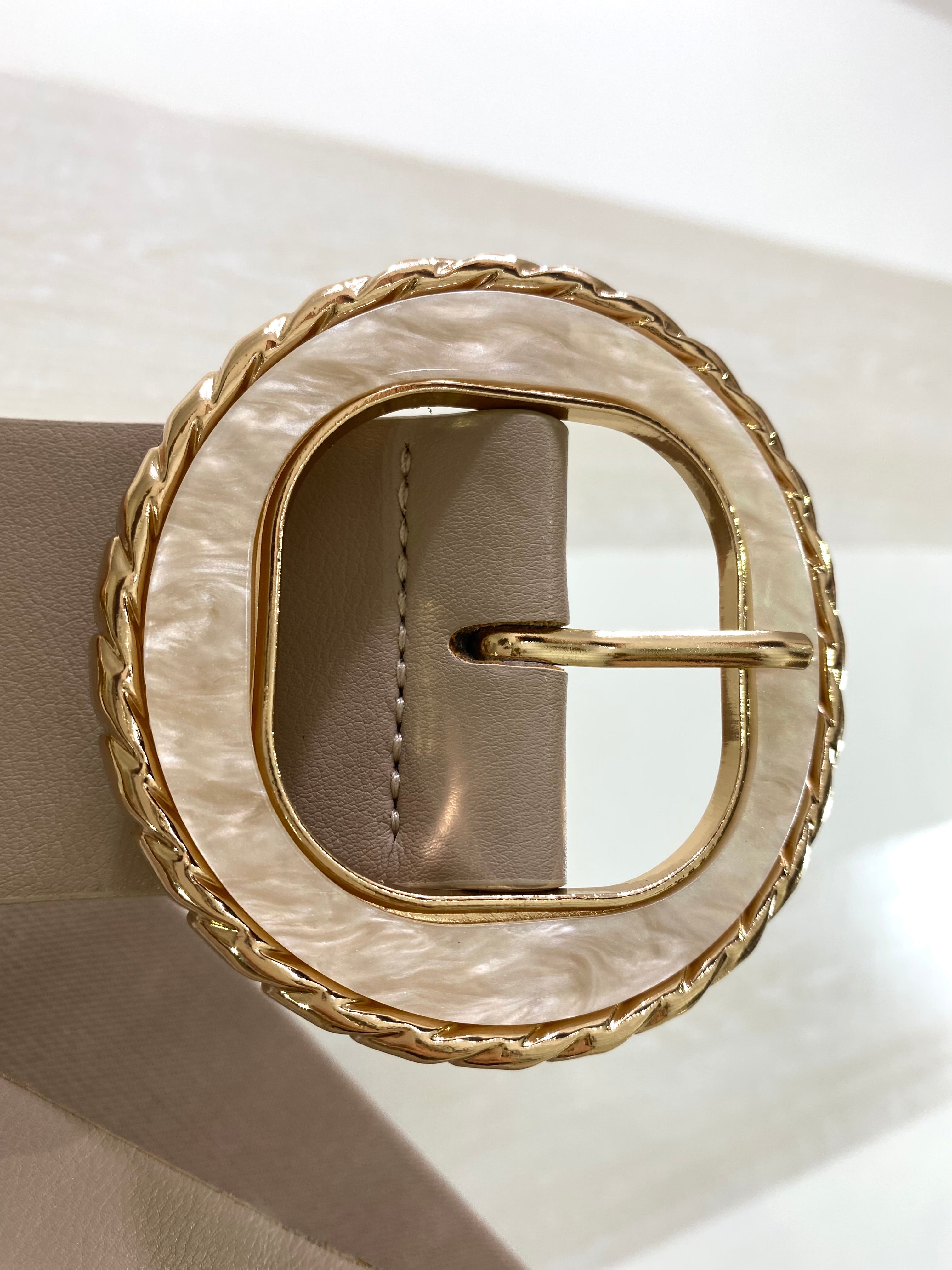 Cintura Nunzy Elastica con Maxi Fibbia Perlata e Oro
