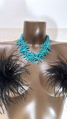 Collana a Girocollo Cyndi Con MIcro Perline Effetto Corallo Turchesi