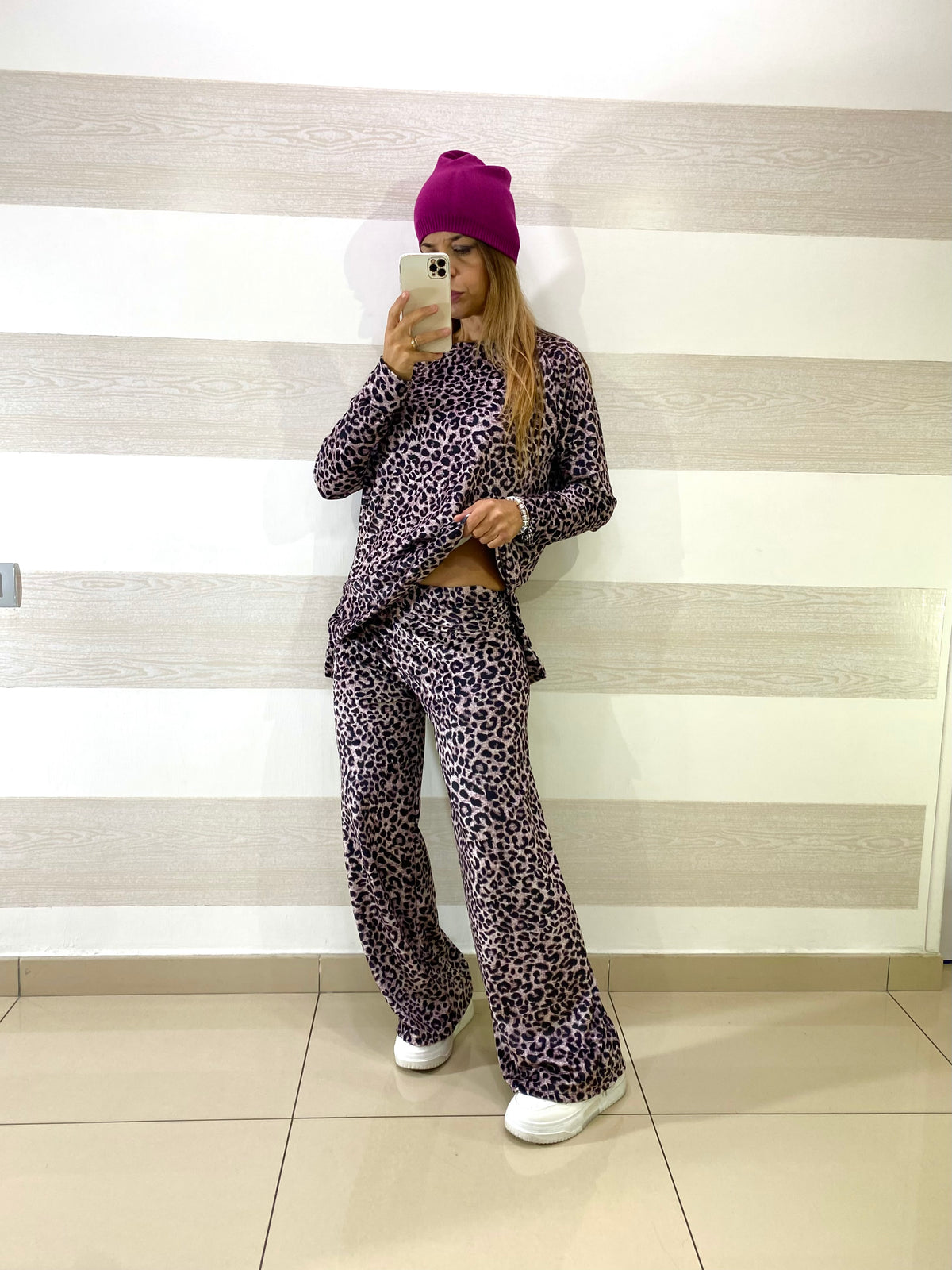 Coordinato Africa Vellutino Maculato PantaPalazzo e Maglia