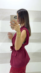 Coordinato Alicia Pantaloni in Pizzo e Giacca Smanicata