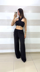 Coordinato Alisa PantaPalazzo e Top Fascia con Incrocio