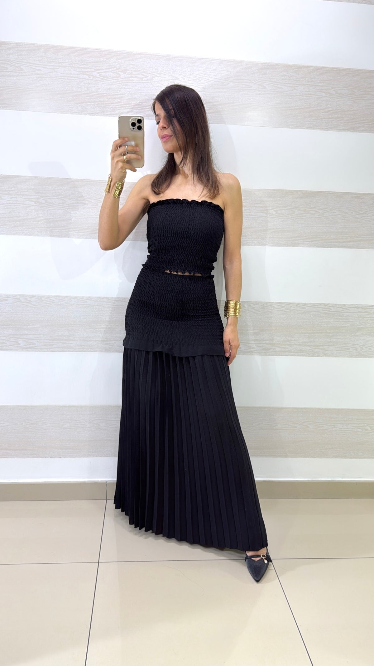 Coordinato Alissa Gonna Plissettata e Top con Ruches