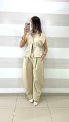 Coordinato Amanda Pantaloni Harem Balloon e Top Smanicato con Zip