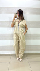 Coordinato Amanda Pantaloni Harem Balloon e Top Smanicato con Zip