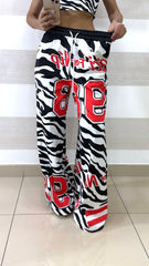 Coordinato Anise Pantaloni e Top Zebrati con Numero Rosso