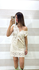 Coordinato Annis1 Gonna e Gilet in Crochet Beige