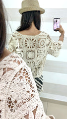 Coordinato Annis2 Gonna e Maglia in Crochet Nero e Beige