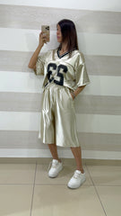 Coordinato Avice Bermuda e Maglia Satin con Stampa